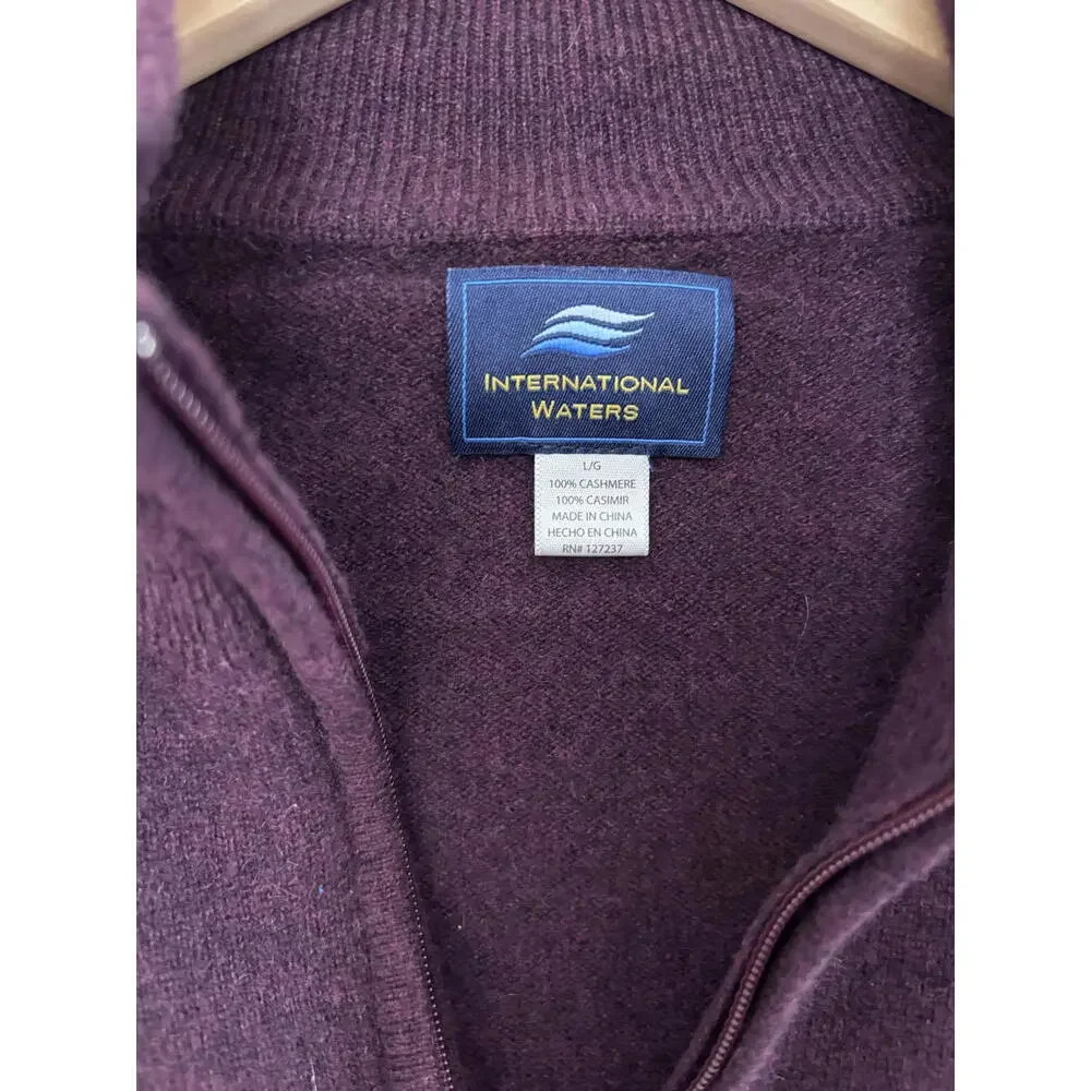 100% Cashmere Purple Men's Quarter Zip‎ International Waters size L